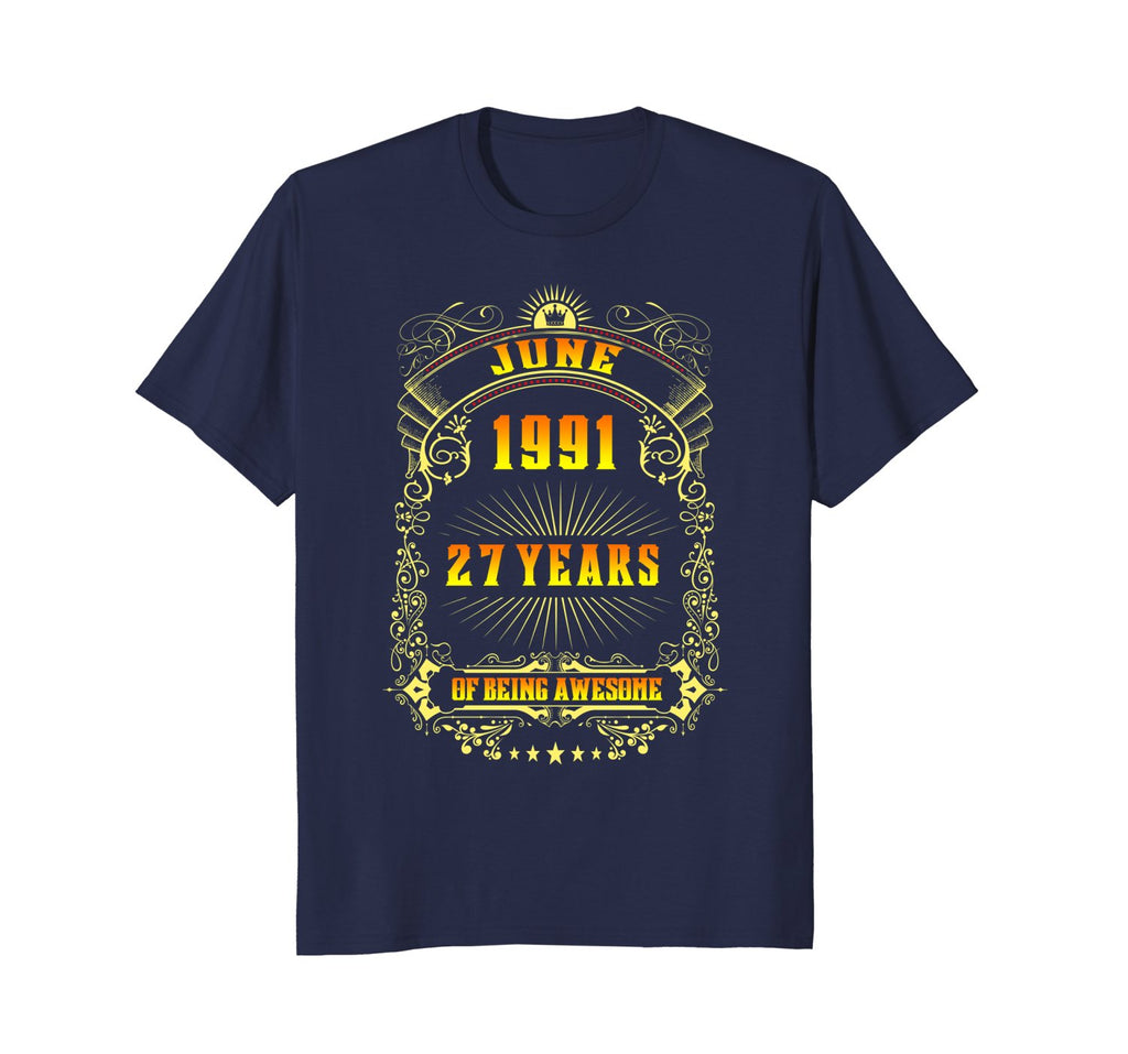 27th Birthday T-Shirt June 1991 27 Years Old Gift Shirt