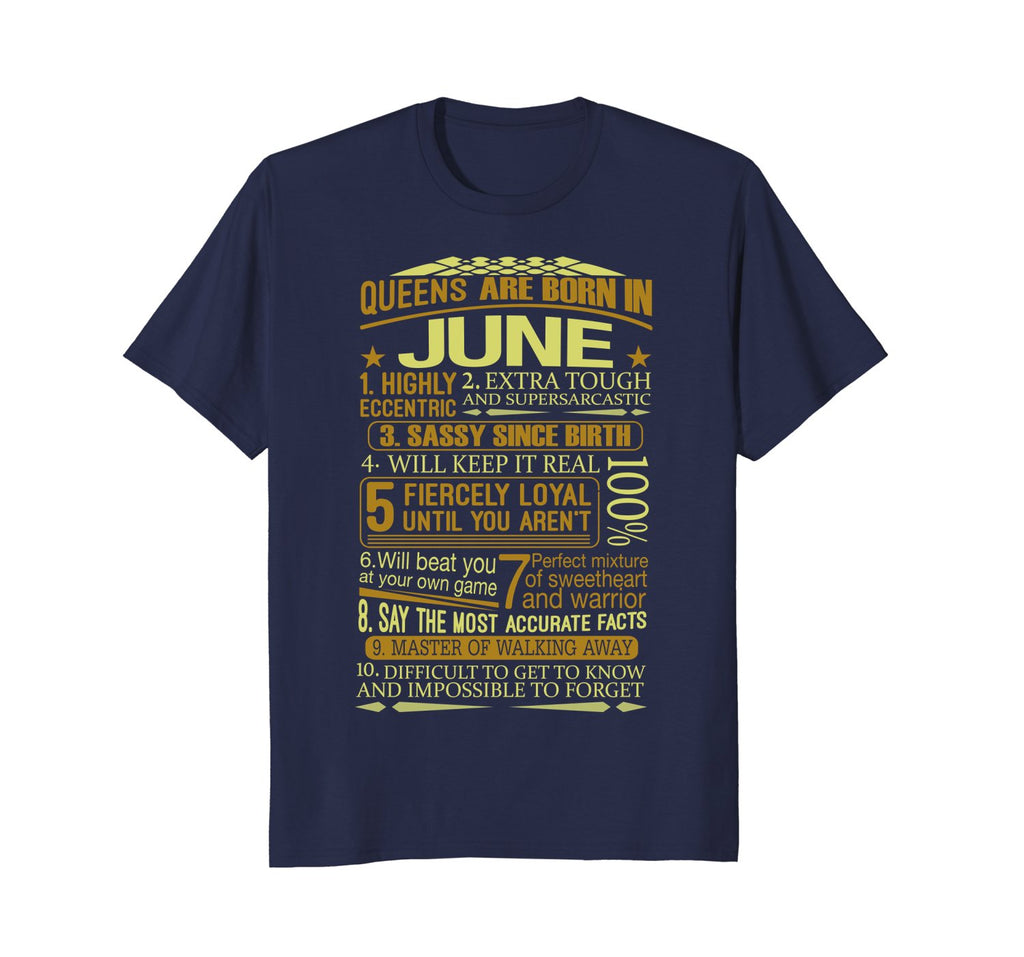 Women's Queens Are Born in June Funny Birthday T-Shirt