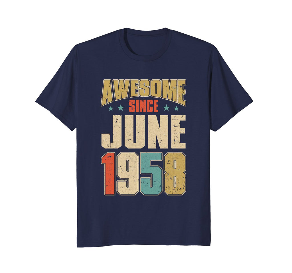 Vintage Retro Awesome Since June 1958 60Th Birthday T-Shirt