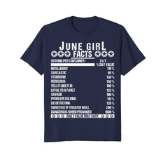 June Girl Facts Shirt - Funny Birthday Gift Idea for Girls