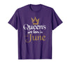 Image of Queens Are Born In June Shirt Glitter June Birthday Gifts