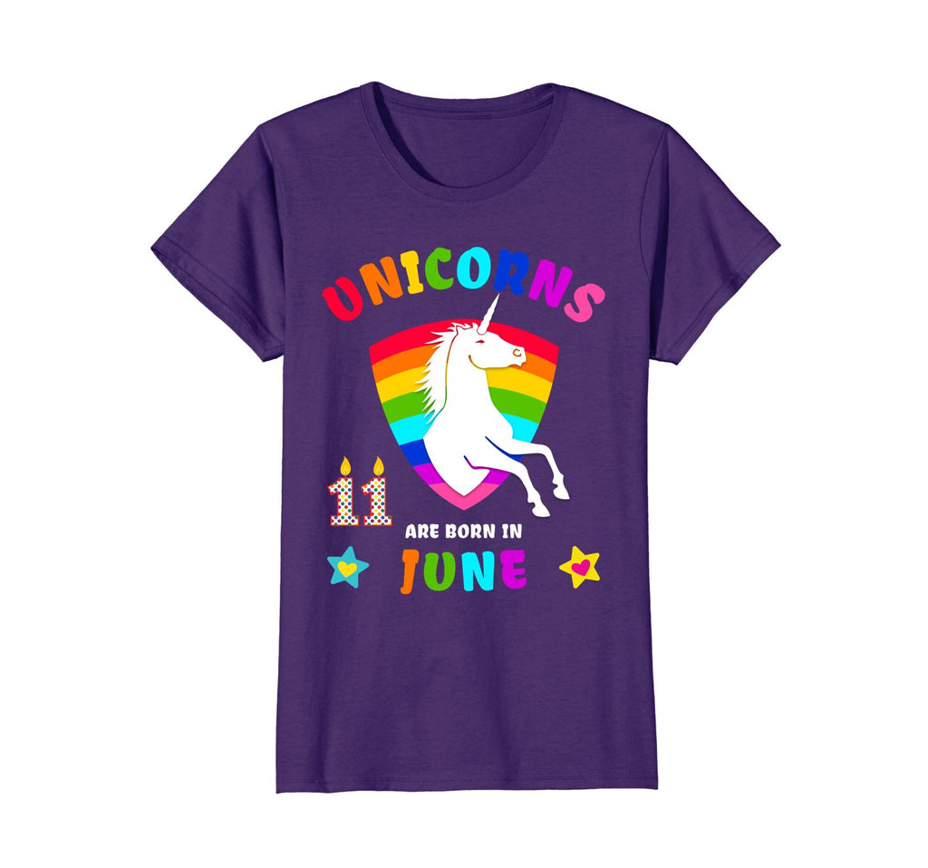 Unicorns are Born in June Shirt 11th Birthday 11 Year Old