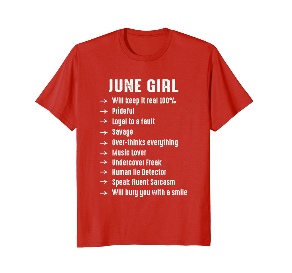 June Girl Will Keep It 100 Percent Funny june Birthday Tee