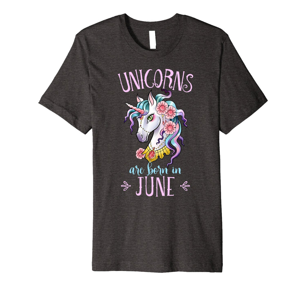 Unicorns are Born in June T Shirt Unicorn Rainbow Birthday