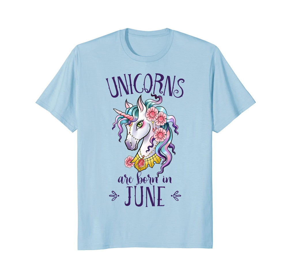 Unicorns are Born in June T Shirt Unicorn Rainbow Birthday