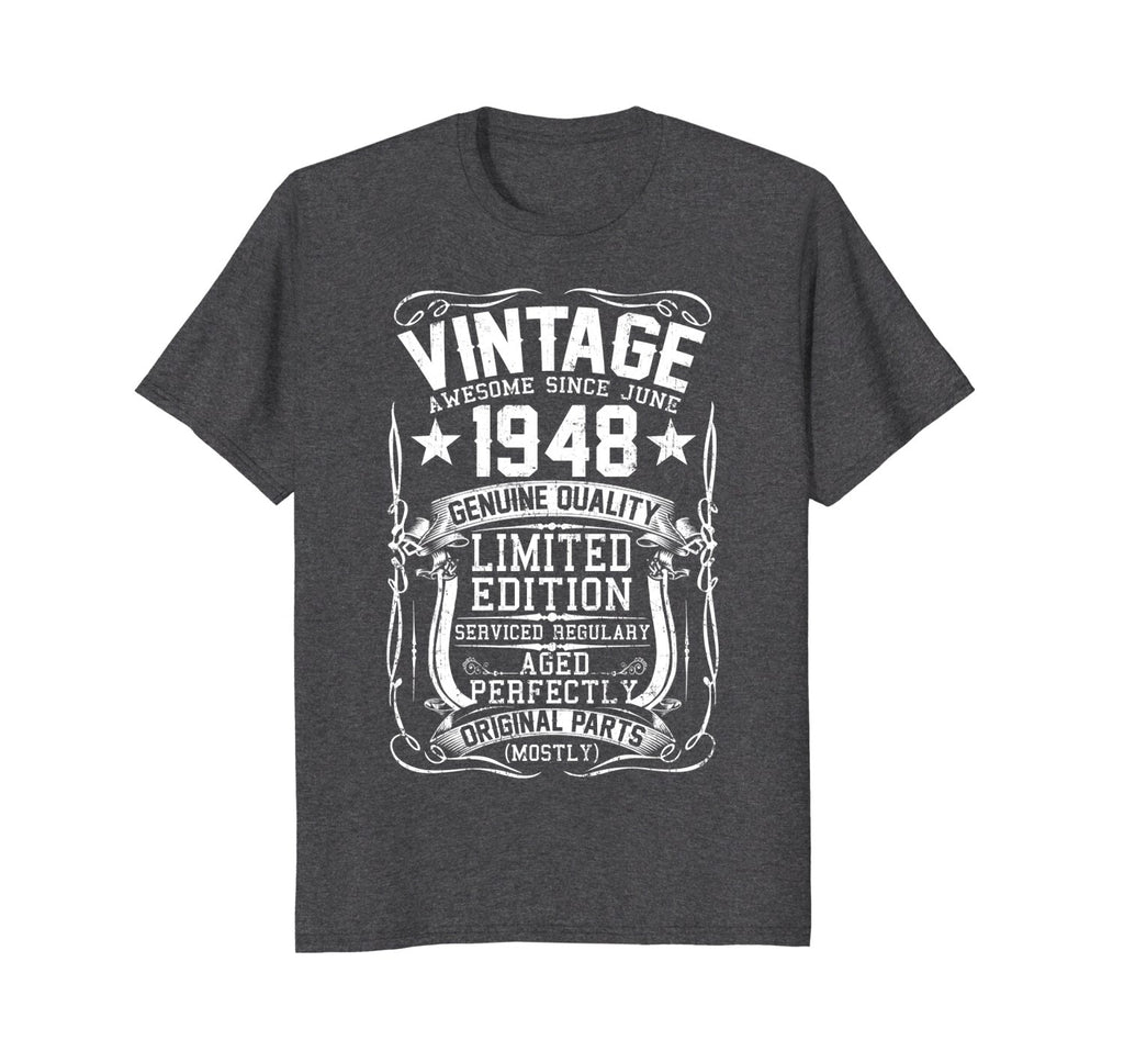 Awesome Vintage Since June 1948 T-Shirt 70th Birthday Gift