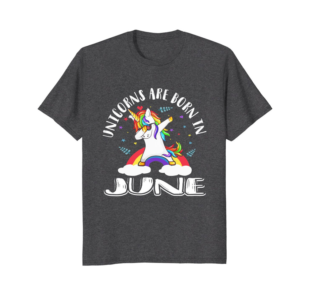 Unicorns Are Born In June Birthday Girls Dabbing Tshirt