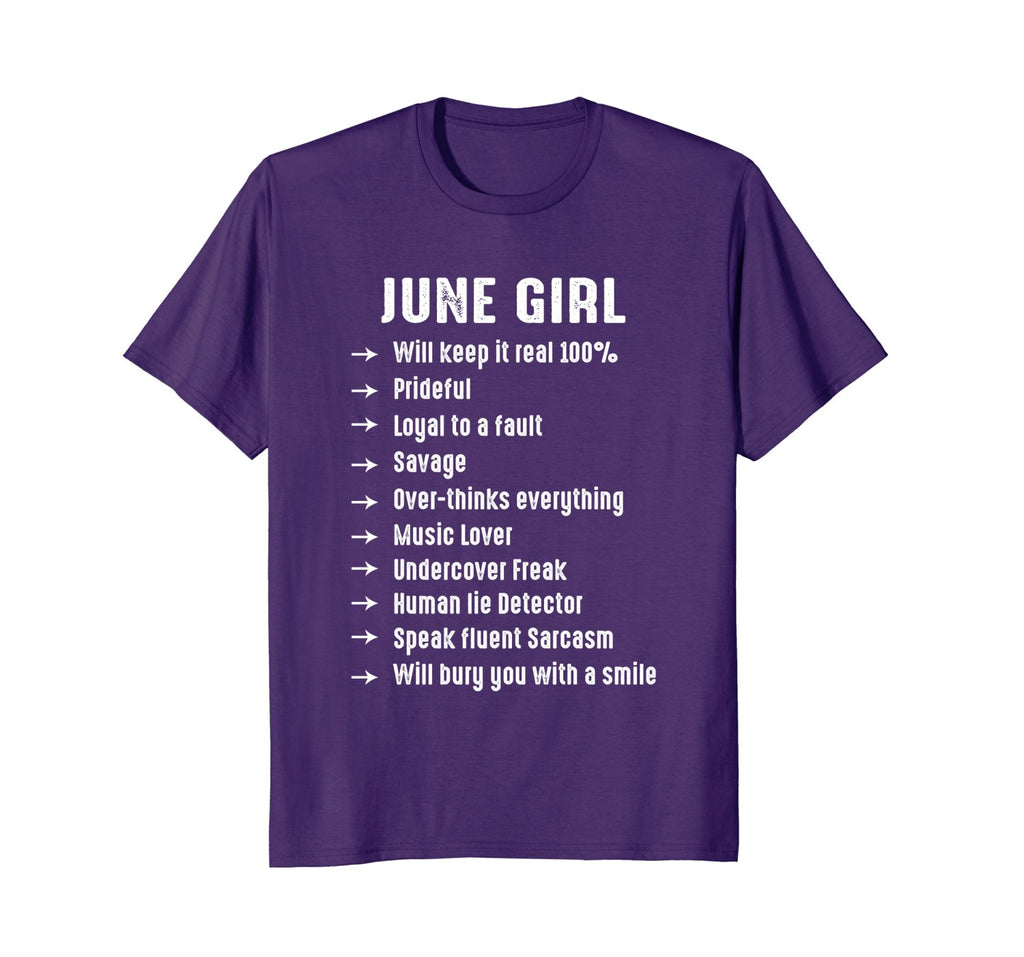 June Girl Will Keep It 100 Percent Funny june Birthday Tee