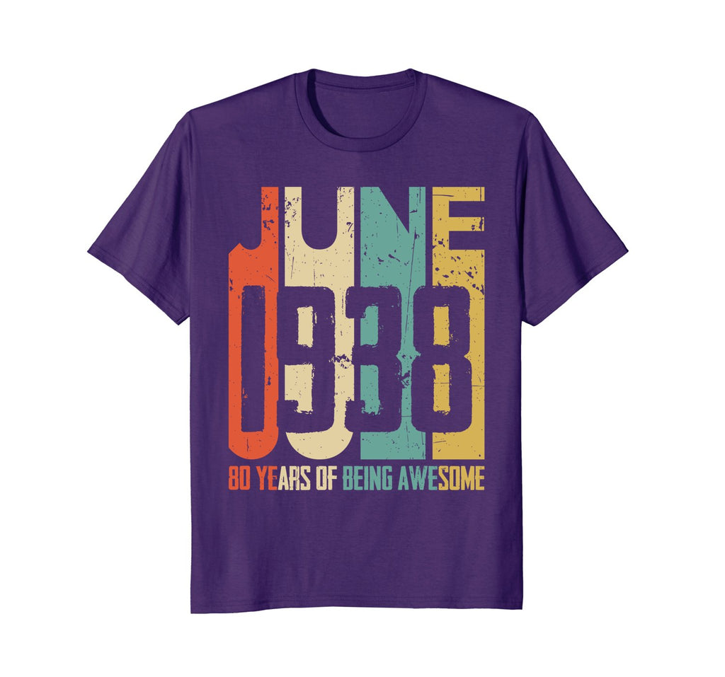Retro Vintage June 1938 T-Shirt 80 Years Old Birthday Gift