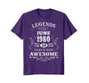 Image of Legends Were Born In June 1980-38th Birthday Gift Shirt