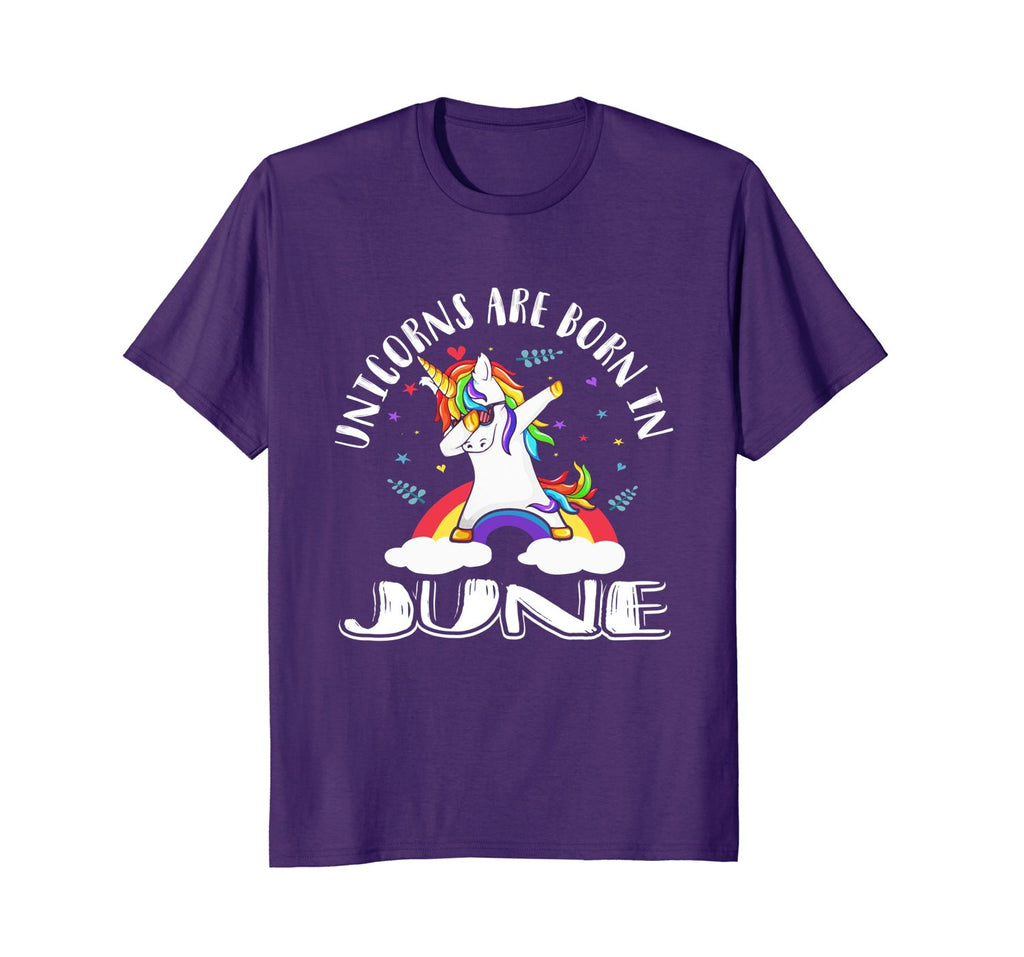 Unicorns Are Born In June Birthday Girls Dabbing Tshirt