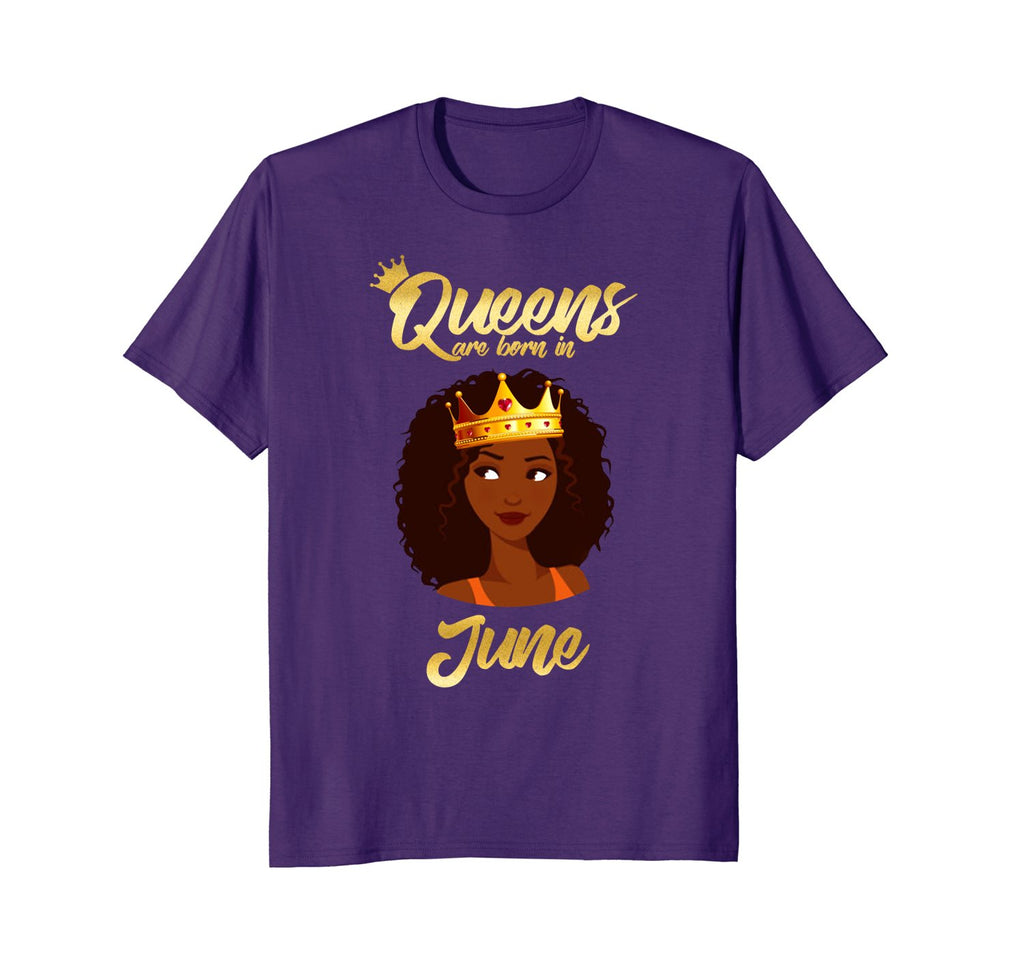 Queens Are Born In June Birthday T-Shirt for Black Women