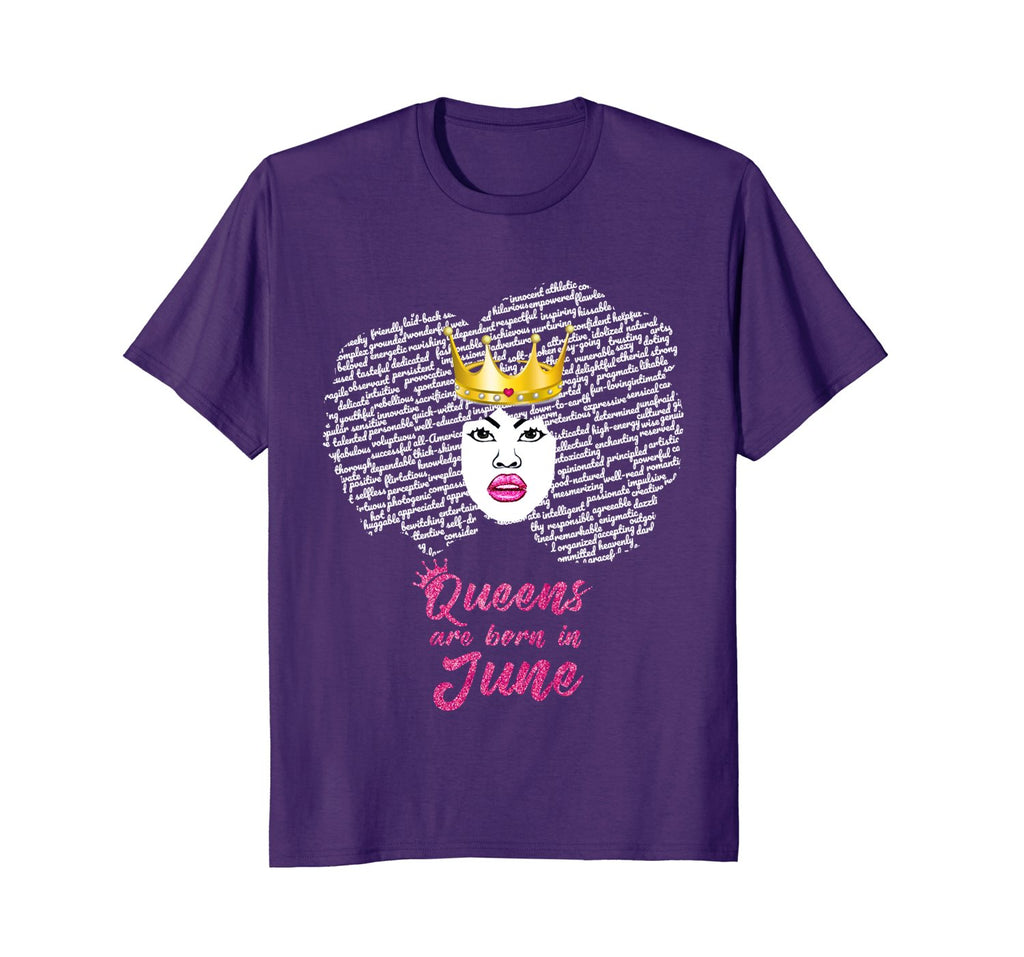 Queens Are Born In June Birthday T-Shirt for Black Women