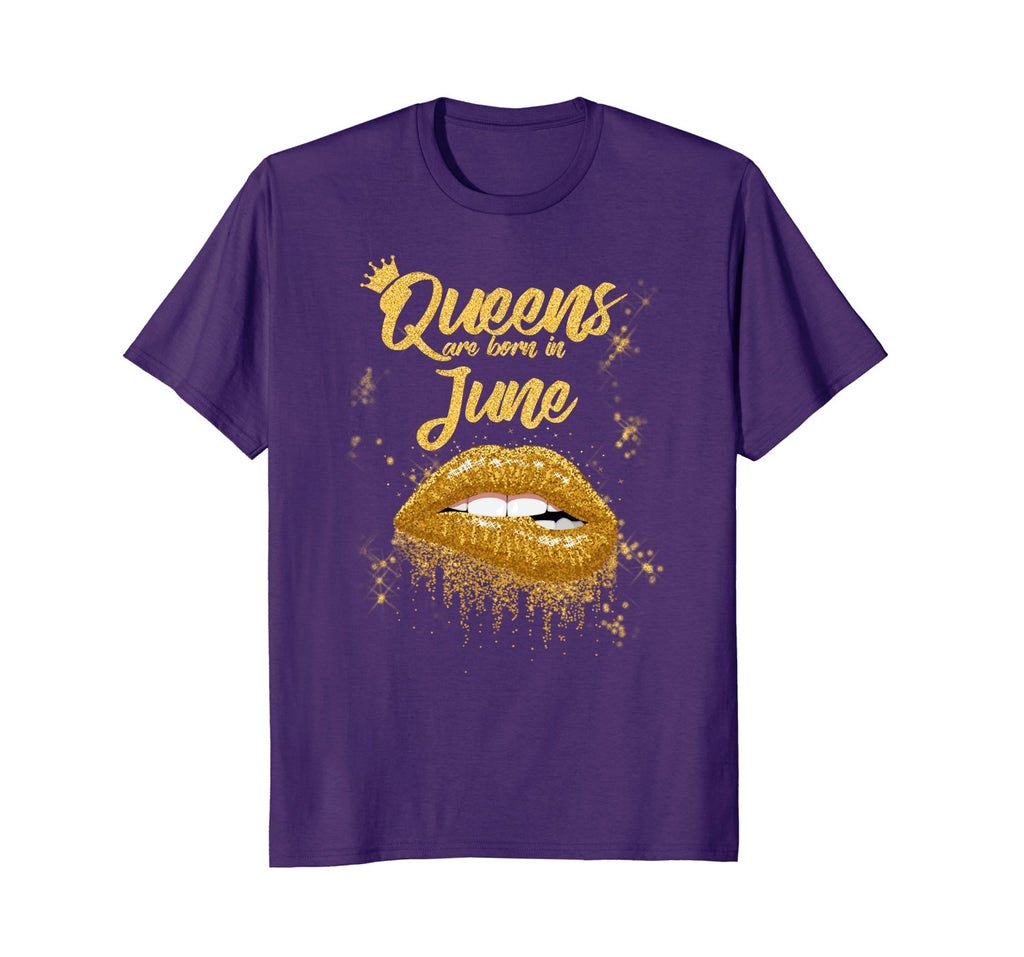 Queens Are Born In June Birthday T-Shirt for Black Women