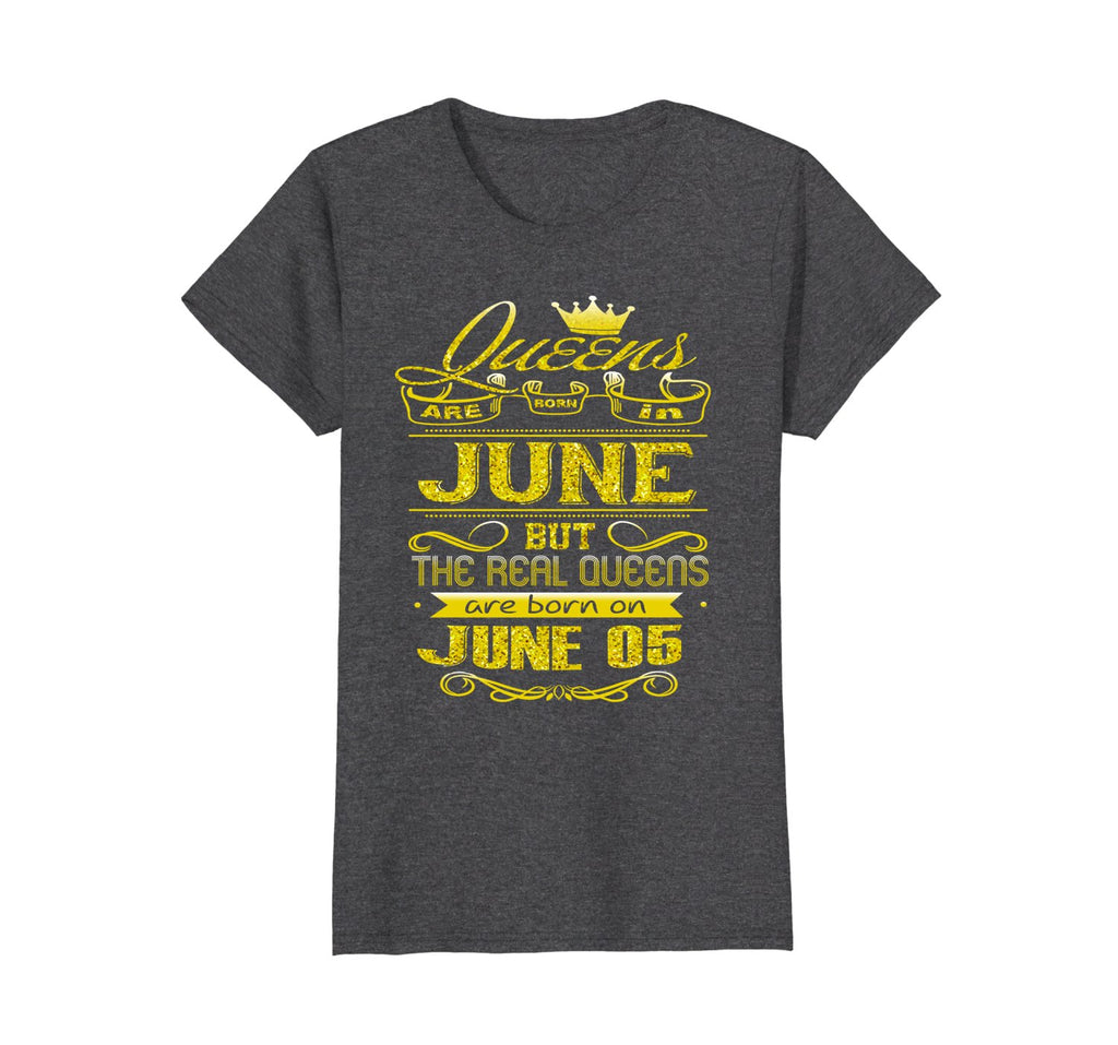 Womens Golden Real Queens Are Born On June 05 Birthday Shirt