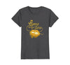 Image of Womens Glitter Happy Birthday June Queen T-Shirt Gold Lips Tee