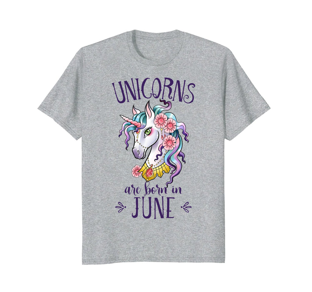 Unicorns are Born in June T Shirt Unicorn Rainbow Birthday